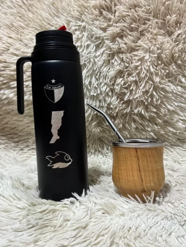 Producto - Combo Termo Negro + Mate de algarrobo
