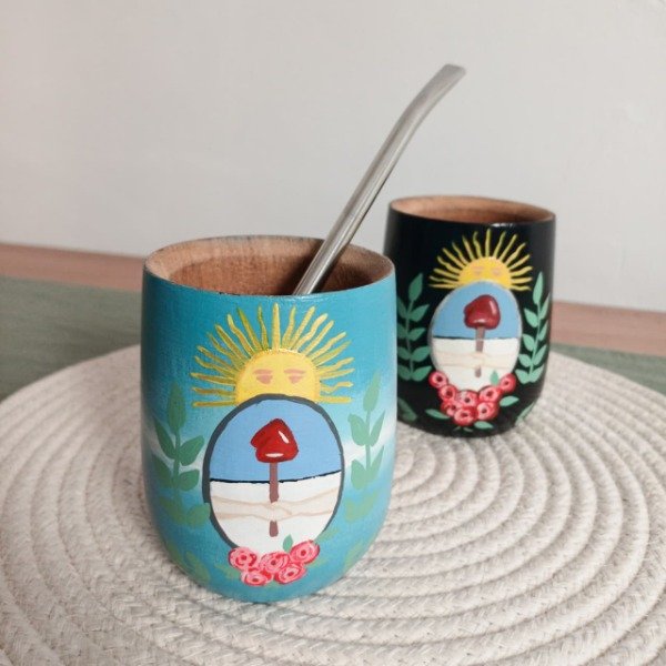 Producto - Mate Escudo Nacional Argentino - Algarrobo Pintado