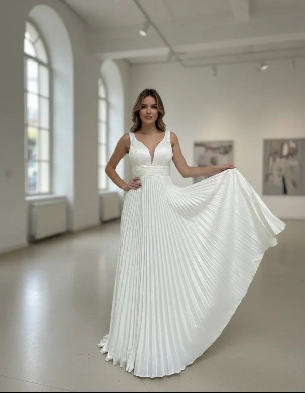 Producto - Vestido Largo Novia Plisado - 5