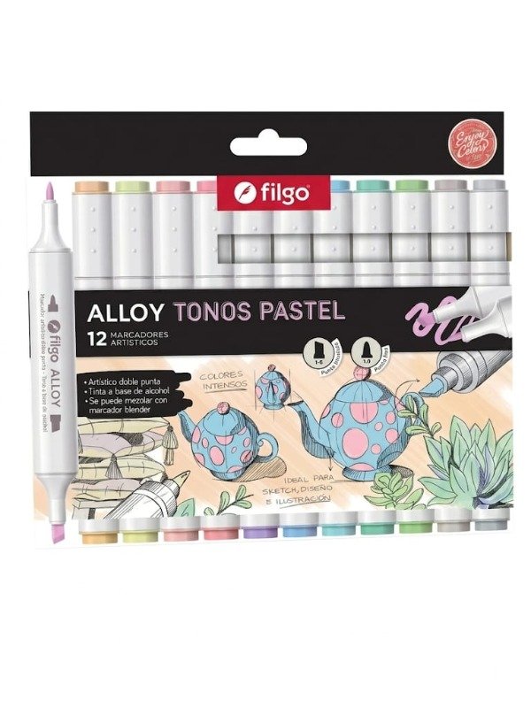 Producto - Marcadores Doble Punta - Tonos Pastel - Filgo Alloy