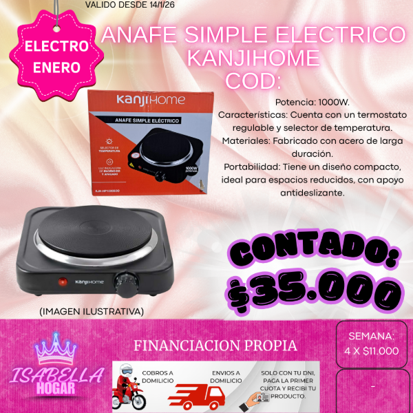 Producto - ANAFE SIMPLE ELECTRICA KANJI HOME