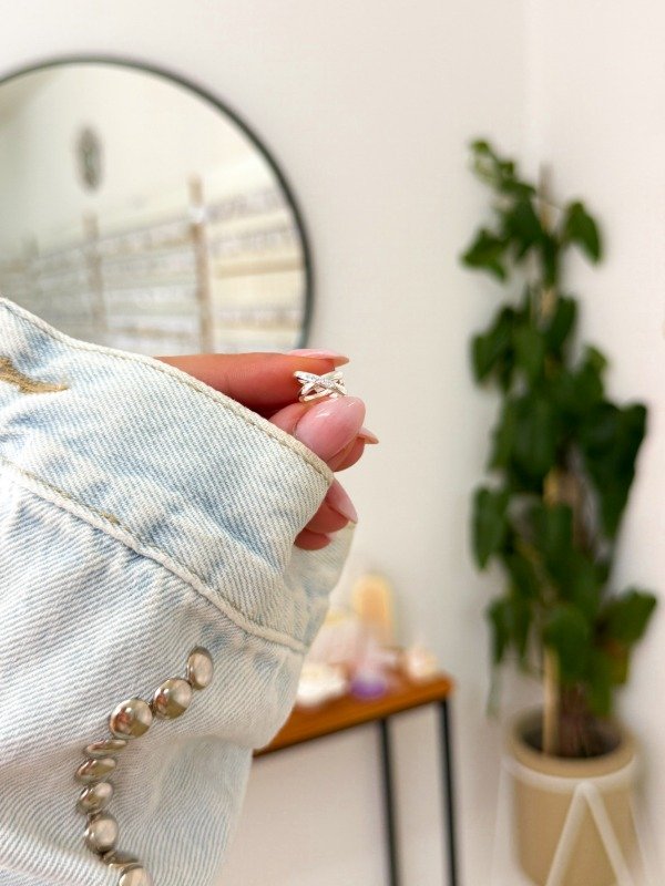 Producto - Ear cuff acero blanco x liso y cúbics