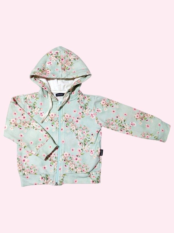 Producto - Camperita algodón turquesa con flores rosas Mimo 3 años