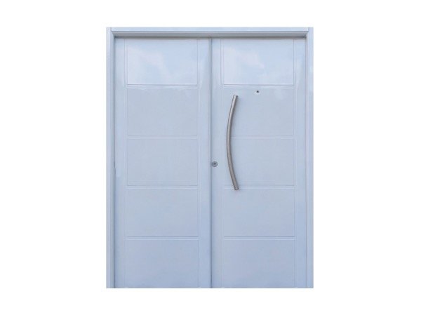 Producto - Puerta doble chapa inyectada doble hoja blanca con barral curvo