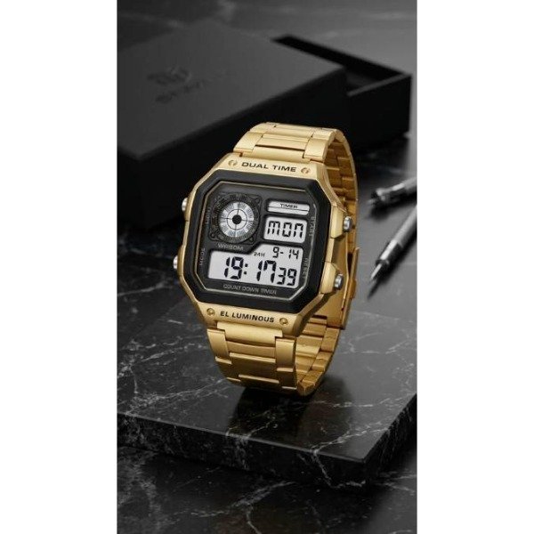 Producto - Reloj para hombre digital dorado SKMEI 1335 deportivo - 0