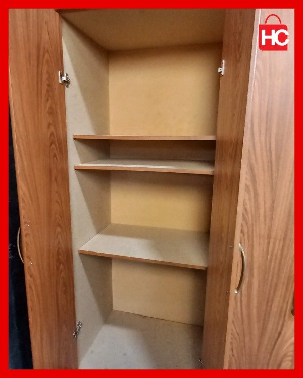 Producto - Placard ropero de 6 puertas y 4 cajones en melamina tono madera - 5