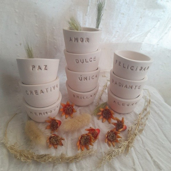 Producto - Cuenco de Cerámica Bizcocho Personalizado Apto Velas de Soja Parafina