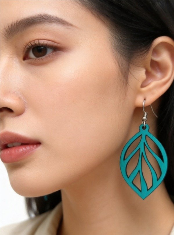 Producto - Aros Hoja Calada / Verde Aqua - 0
