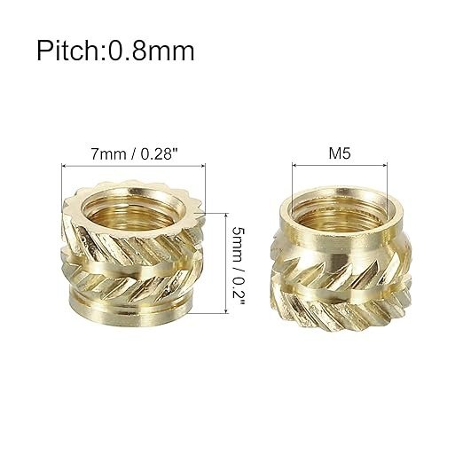 Producto - insertos Roscado de Bronce M5 de 5x7 - Pack X 20