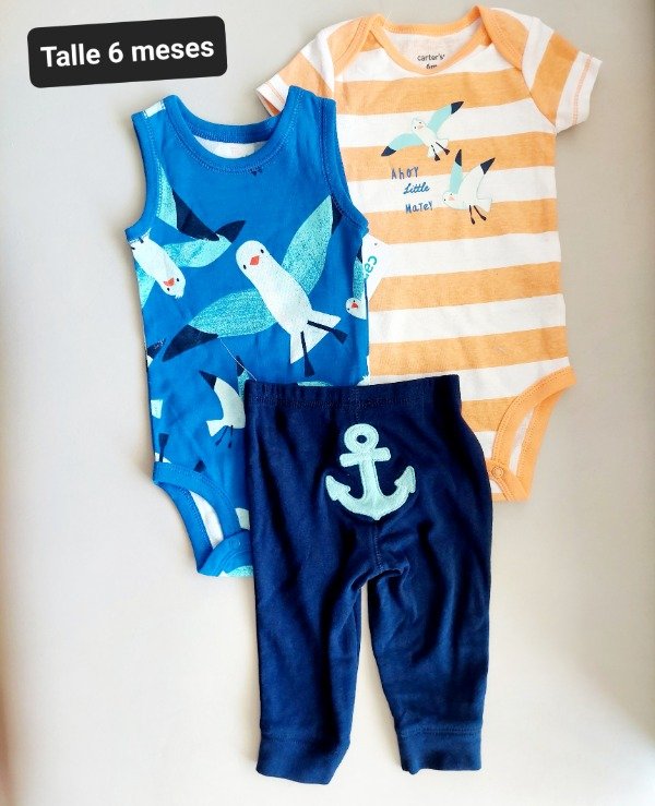 Producto - Trio Carters 2 body pantalon 6 meses gaviotas