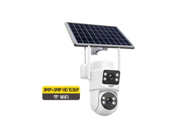 Producto - Camara De Seguridad IP WiFi Exterior Solar Nisuta NSIC733S Doble Lente 3MP+3MP - 0