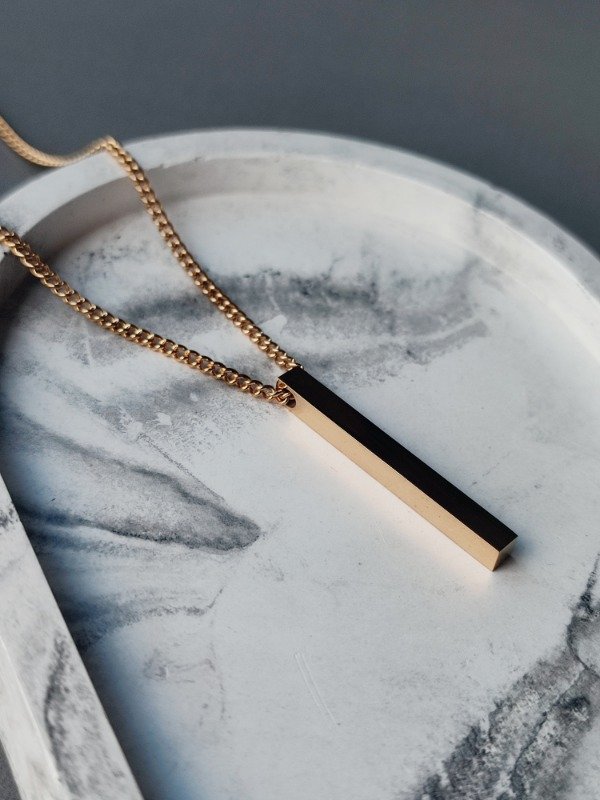 Producto - Cadena Grumet 45 cm + Dije Barra Premium / Acero Quirúrgico Dorado