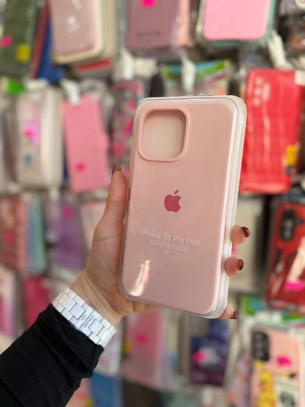 Producto - Silicone case iphone 15 pro max  rosa bebe