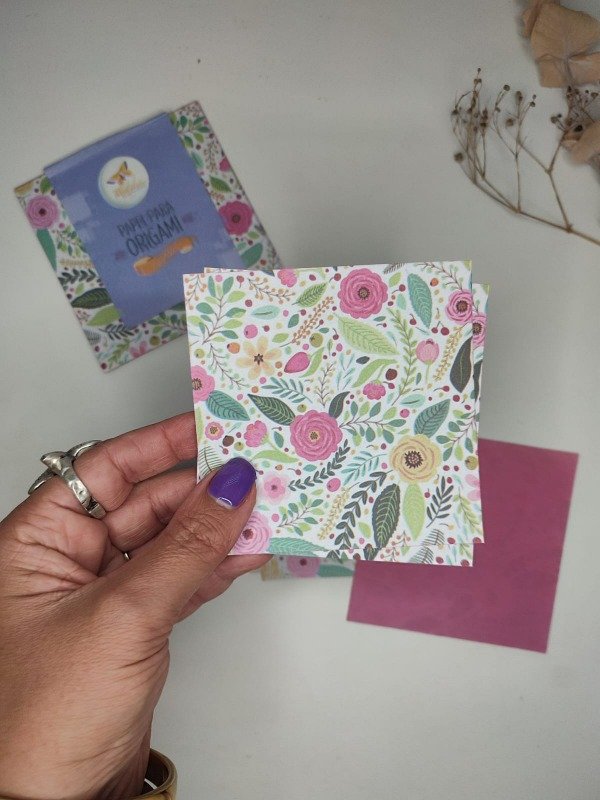 Producto - Flores primavera /rosa 10x10 bifaz 24 papeles