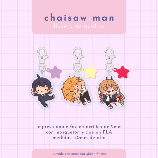 Producto - Llaveros de acrílico "Chainsaw Man" (Colección prismaDolls)