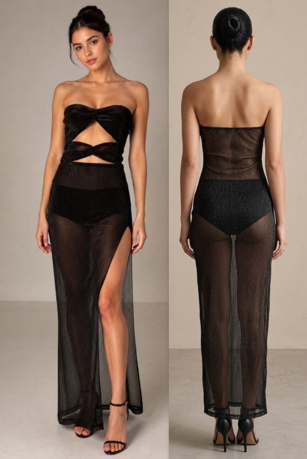 Producto - (#3986-2) VEST.STRAPLES BRILLOS ARRUGADO