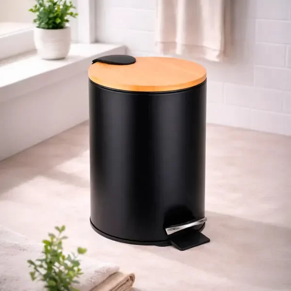 Producto - CESTO ACERO CON TAPA DE BAMBU 3LTS CIERRE SUAVE - 2