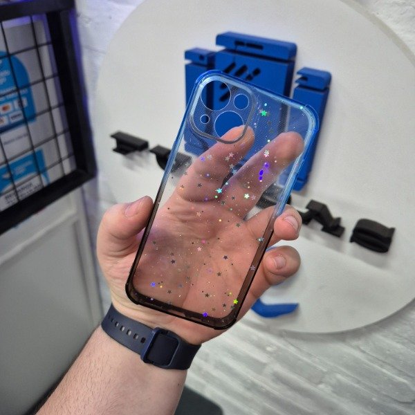 Producto - Brillosa Estrellas Negra Azul - iPhone 13-14