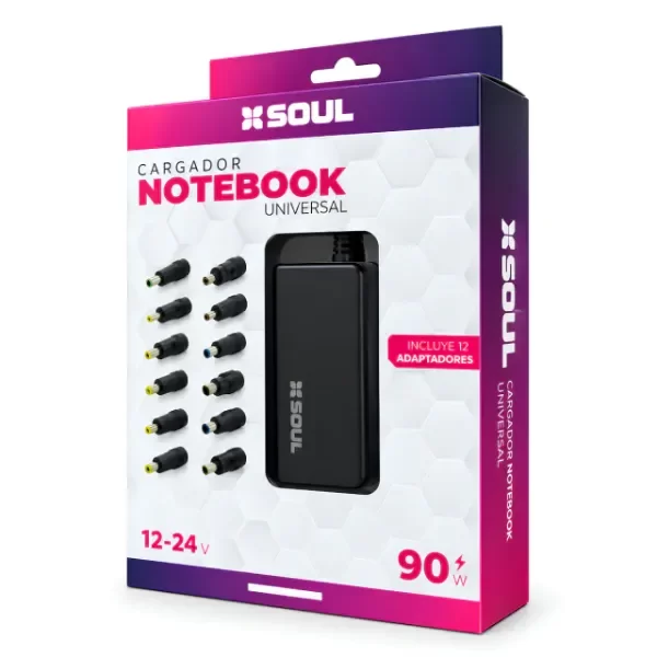Producto - CARGADOR NOTEBOOK UNIVERSAL 90WX12 PINES SOUL