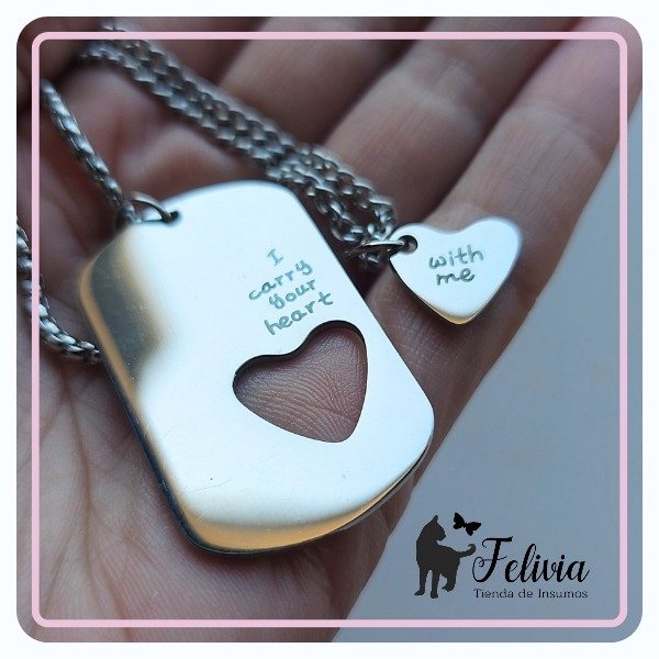 Producto - Collares para compartir acero inox. I carry your heart