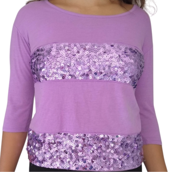 Producto - JUSTICE - Remera lila lentejuelas 8 nueva
