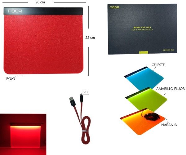 Producto - PAD Mouse Gamer Noga usb con LED Semiacrilico