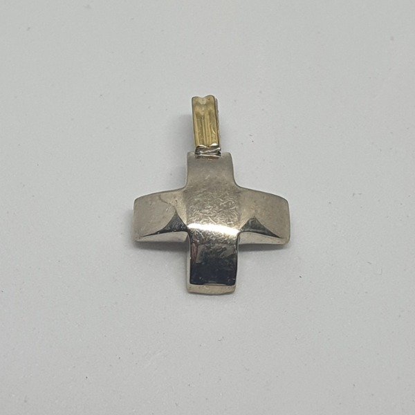 Producto - Dije de Cruz Plata y Oro AM369 20mm