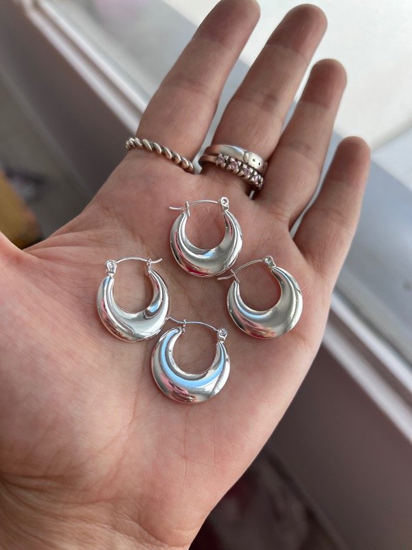 Producto - 2 pares de aros de acero blanco