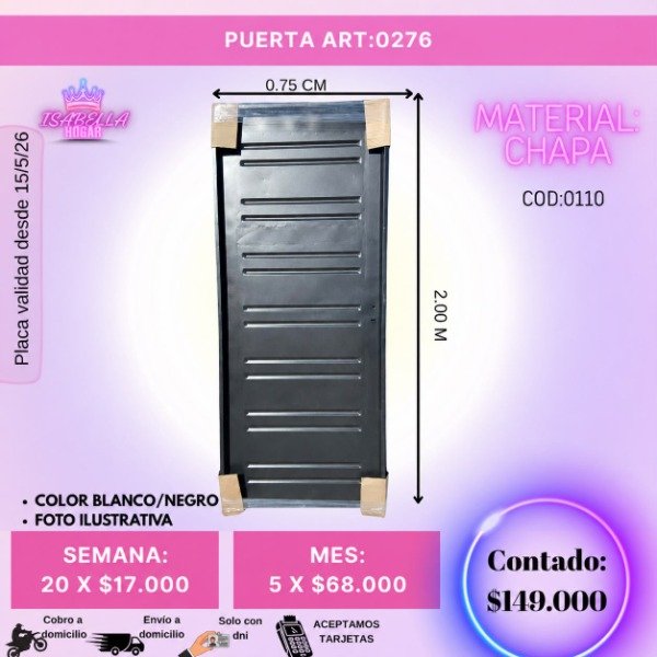Producto - PUERTA CHAPA ART: 0276