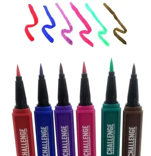 Producto - Delineador Marcador Fibra Pincel Ojos 6 Colores Pink 21