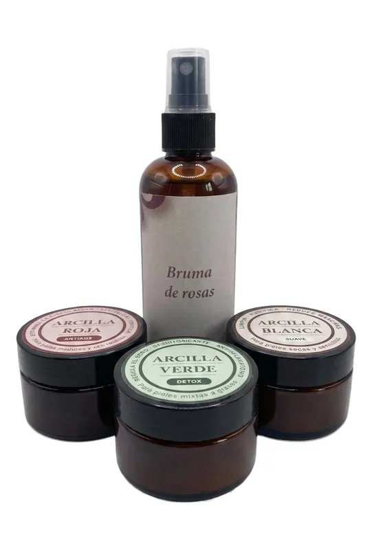 Producto - Kit Facial Arcillas Naturales X3 + Bruma De Rosas