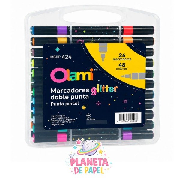 Producto - MARCADORES GLITTER DOBLE PUNTA PINCEL 24 MARCADORES 48 COLORES