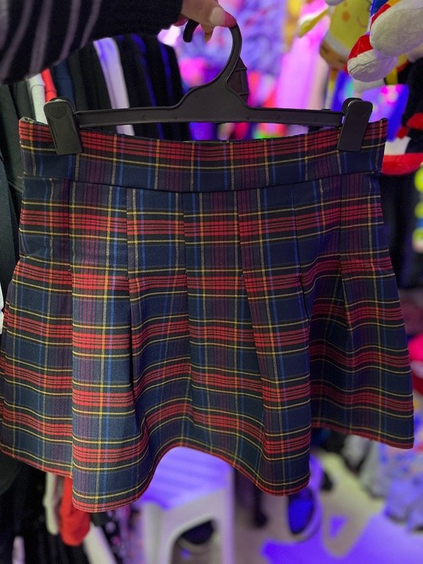 Producto - Pollera tableada azul con bordó cuadrillé