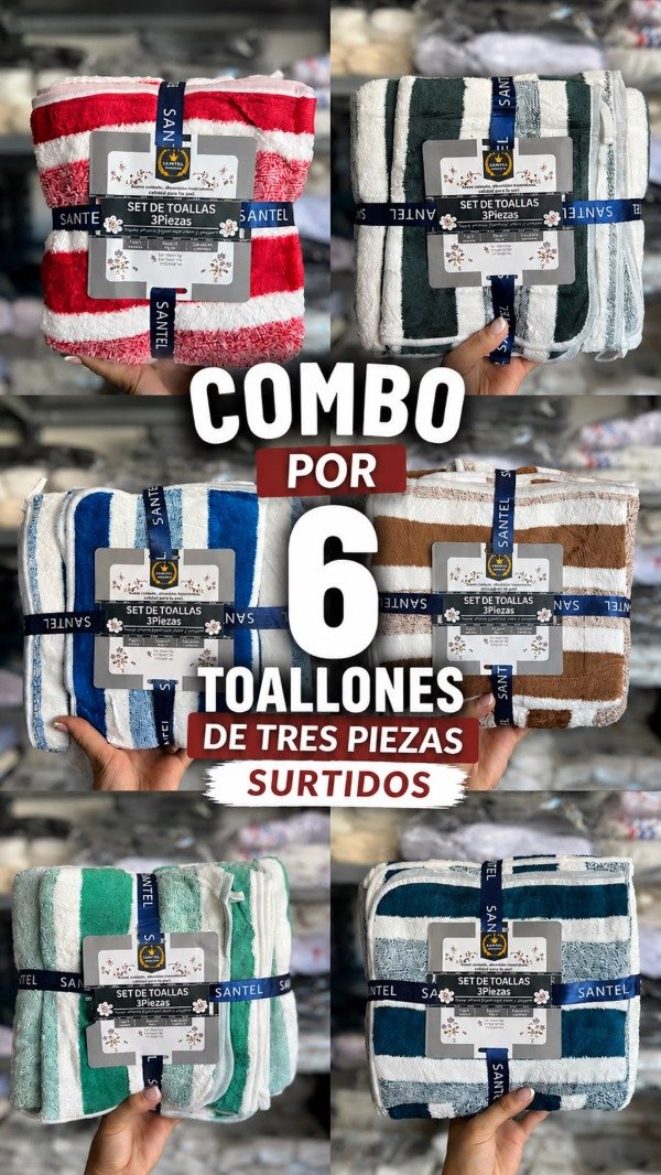 Producto - COMBO X6 toallon 3 piezas, surtidos