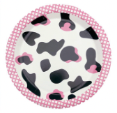 Producto - Platos polipapel 18cm manchas negras borde rosa x10u