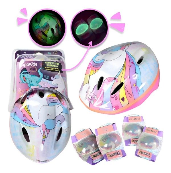 Producto - Set de Protección completo Casco  con Codera y Rodillera Unicornio - 0