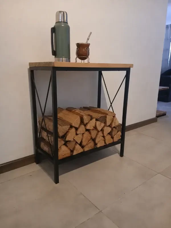 Producto - Leñero de hierro con mesa