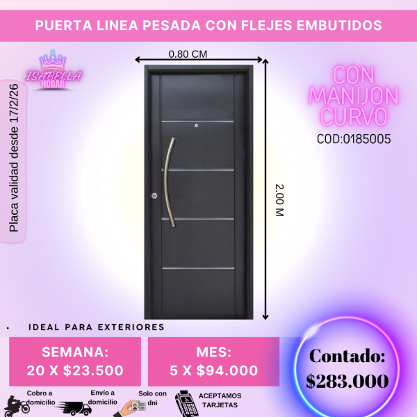 Producto - PUERTA INYECTADA PESADA CON FLEJES MANIJON CURVO