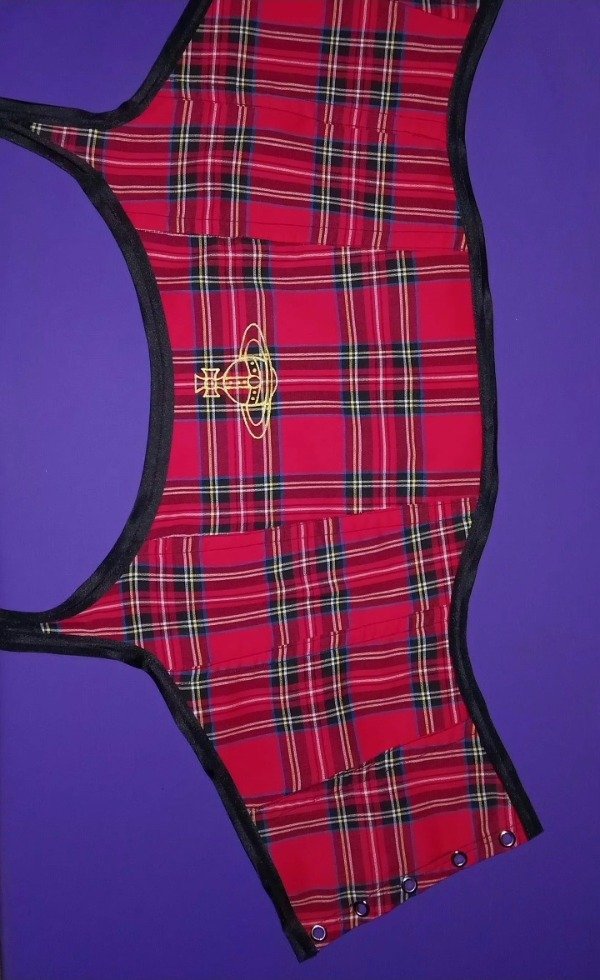 Producto - Orbe dorado CORSET tartan rojo neg - 5