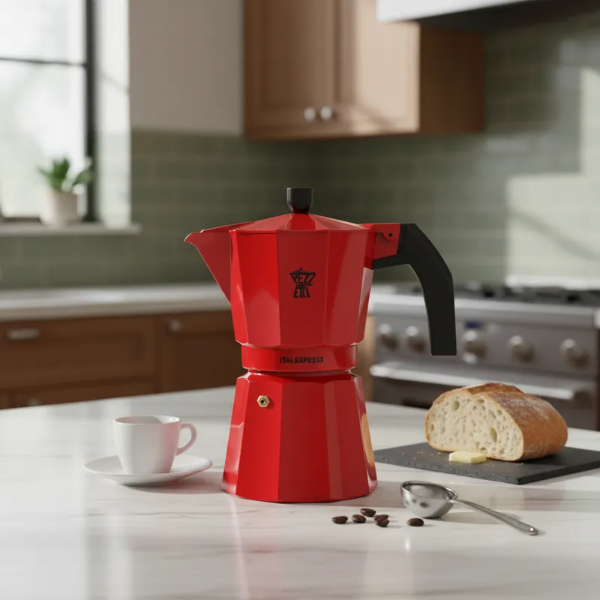 Producto - Cafetera Italiana Pezzetti 3 Tazas Italexpress Red Black