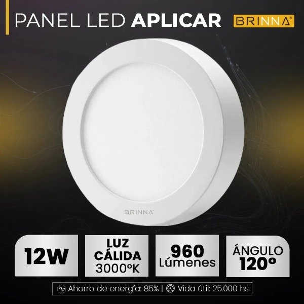 Producto - PLAFON PANEL LED REDONDO APLICAR 12W CALIDO BRINNA - 1