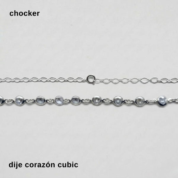 Producto - CHO #FP - Chocker corazón cubic de plata (DOLAR)