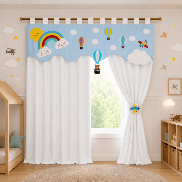 Producto - Cortinas Infantiles Personalizadas - Sueño Entre Las Nubes (Blanco) - 0