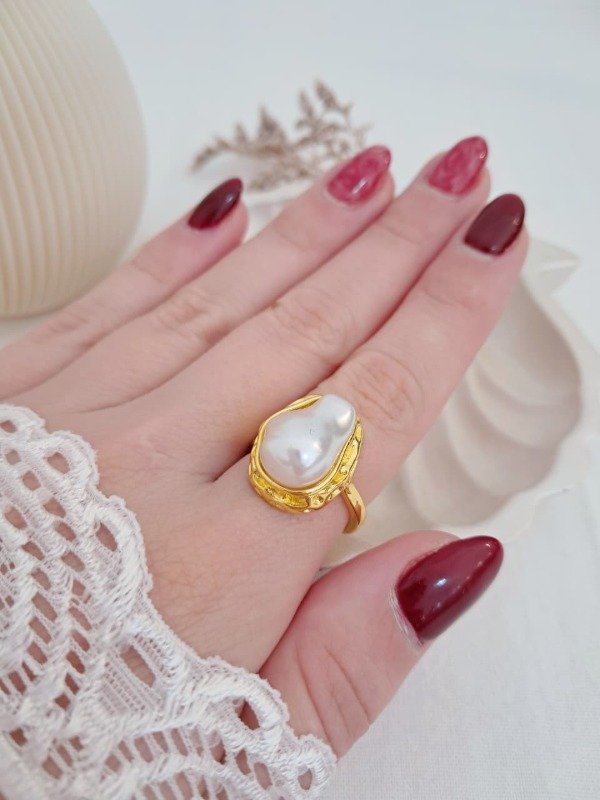 Producto - Anillo AD con piedra perla regulable