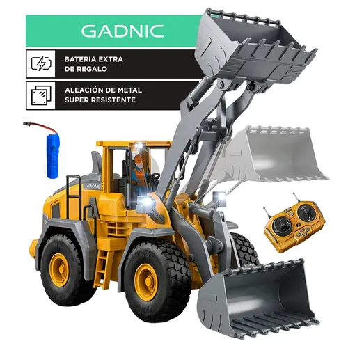 Producto - Bulldozer Camión Con Pala Excavadora Control Remoto Con Luces Y Sonido Para Niño - 0