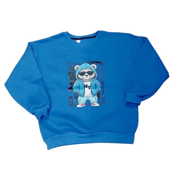 Producto - Buzo Overzise en friza Varón Oso Azul T14