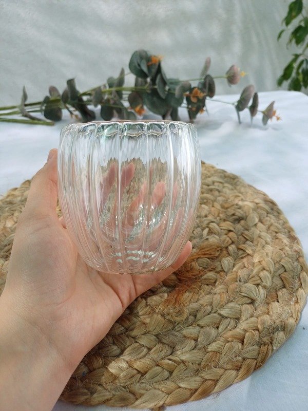 Producto - Vaso de vidrio doble fondo acanalado 250ml