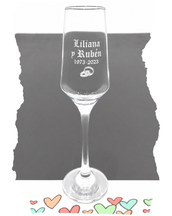 Producto - Copa de champagne con nombres y fecha - Regalo de aniversario - 0