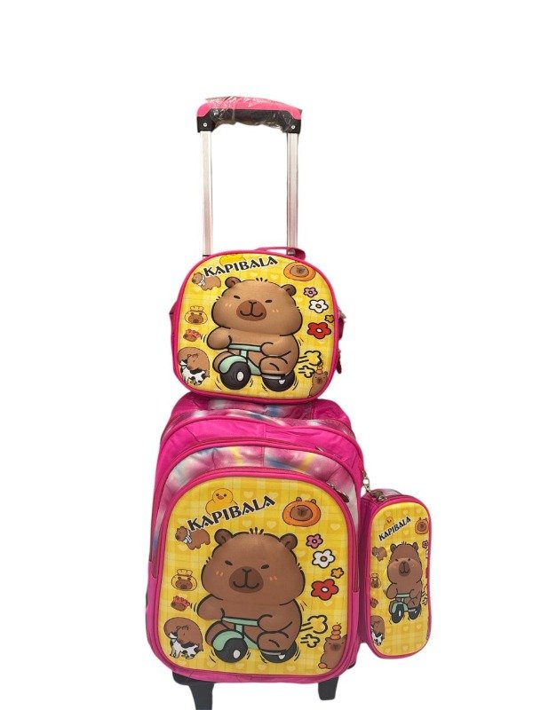 Producto - Capibara Combo Mochila + Cartuchera + Lonchera + Carrito