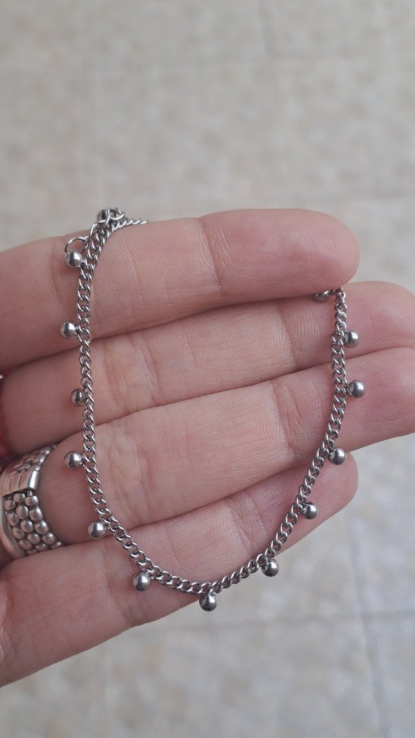 Producto - Pulsera de Acero 17cm más alargue con Bolitas